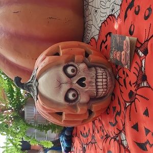 Bethany Lowe skull jack-o-lantern pumpkin for Halloween